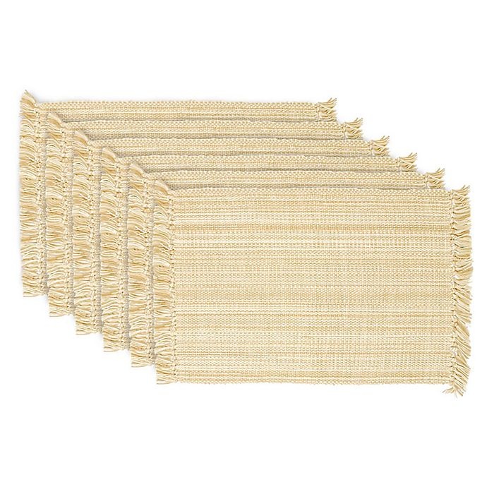 slide 1 of 1, Design Imports Variegated Fringe Placemats - Natural, 6 ct