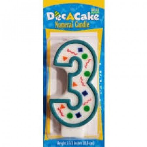 slide 1 of 1, Dec-A-Cake Numeral 3 Candle, 1 ct