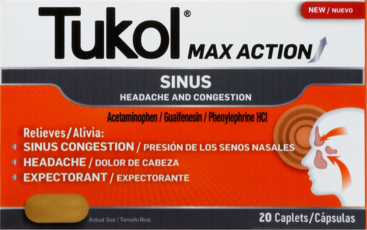 slide 5 of 13, Tukol Headache and Congestion Sinus 20 Caplets, 20 ct