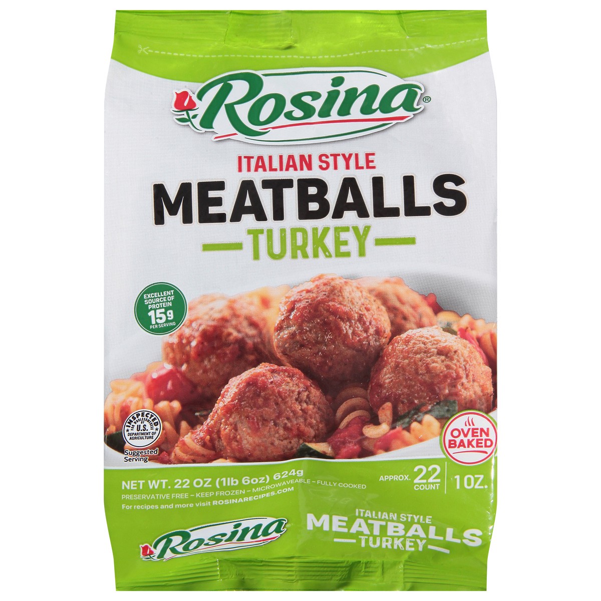 slide 1 of 9, Rosina Italian Style Turkey Meatballs 22 oz, 22 oz