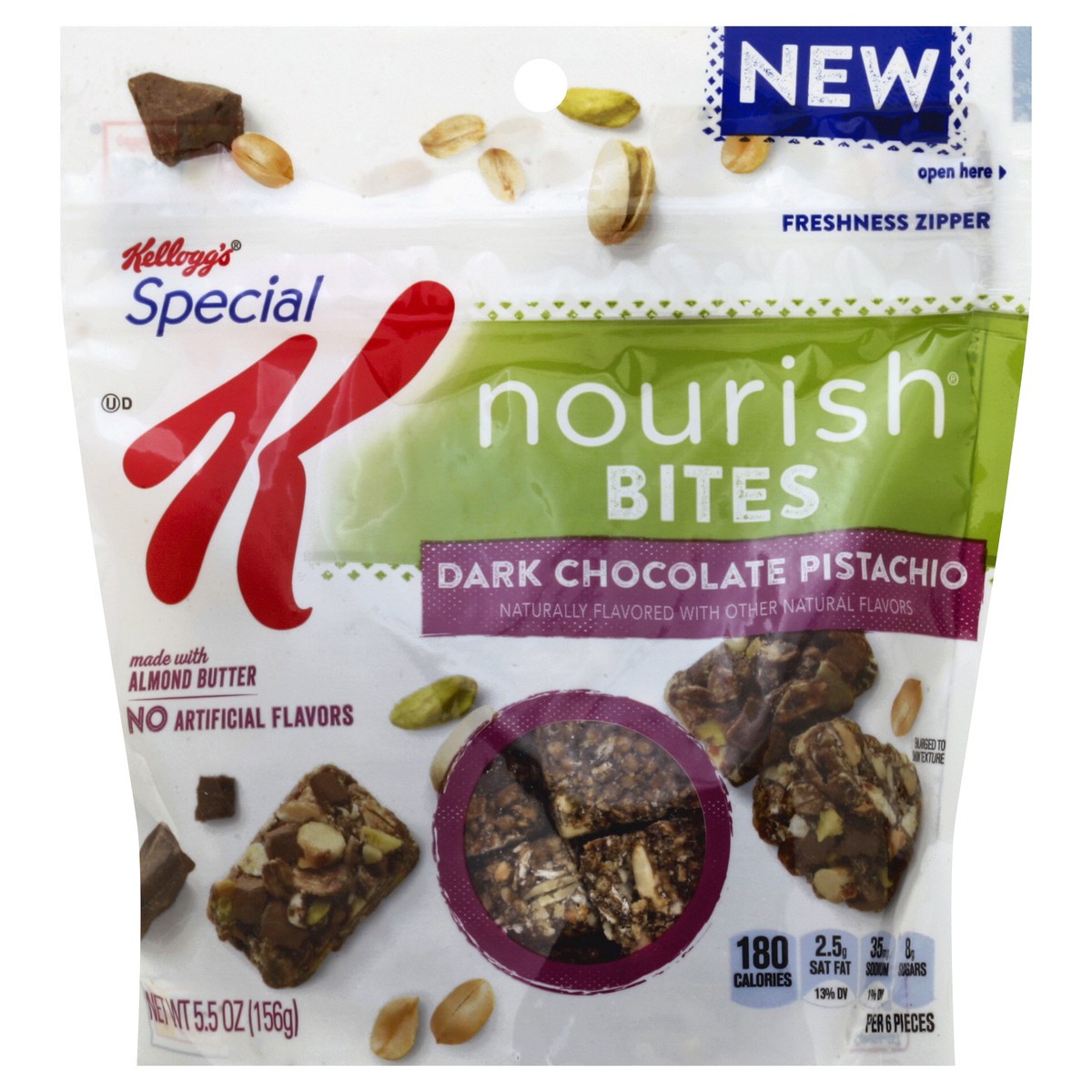 slide 3 of 8, Special K Nourish Bites Dark Chocolate Pistachio, 5.5 oz