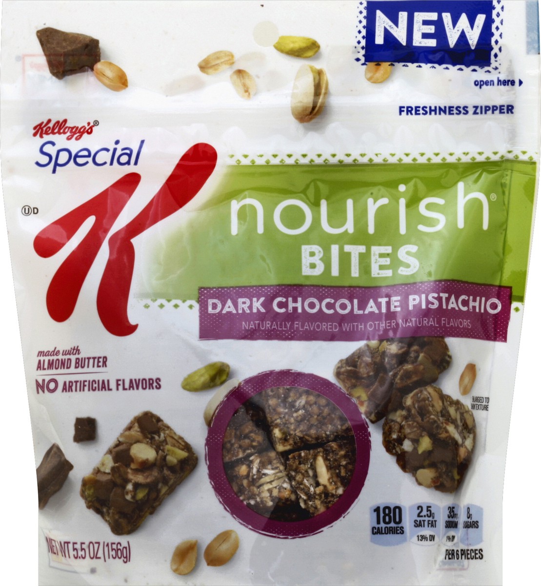 slide 1 of 8, Special K Nourish Bites Dark Chocolate Pistachio, 5.5 oz