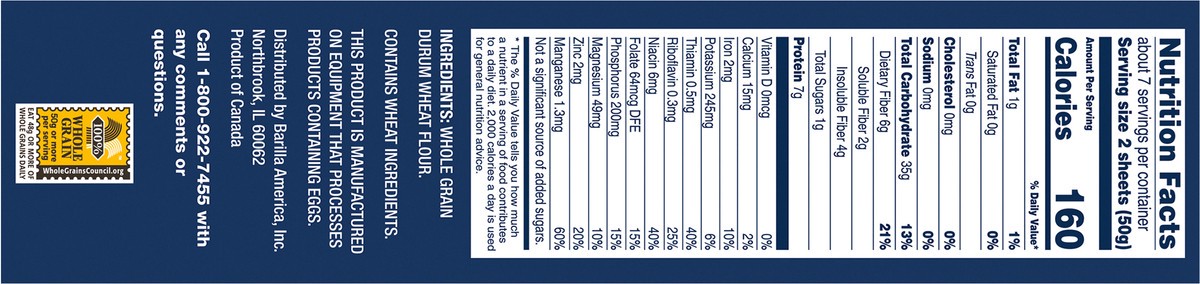 slide 4 of 9, Barilla Whole Grain Lasagne Pasta, 13.25 oz