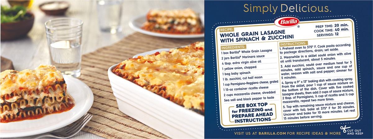 slide 5 of 9, Barilla Whole Grain Lasagne Pasta, 13.25 oz