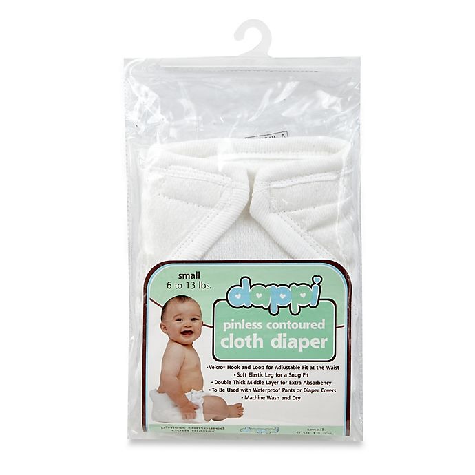 slide 1 of 1, TL Care Dappi Small Pinless Contoured Cloth Diaper - White, 1 ct