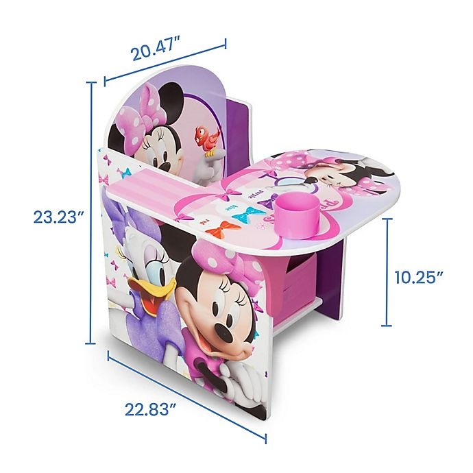 slide 2 of 4, Disney Minnie Mouse Upholstered Chair with Desk and Storage Bin, 1 ct