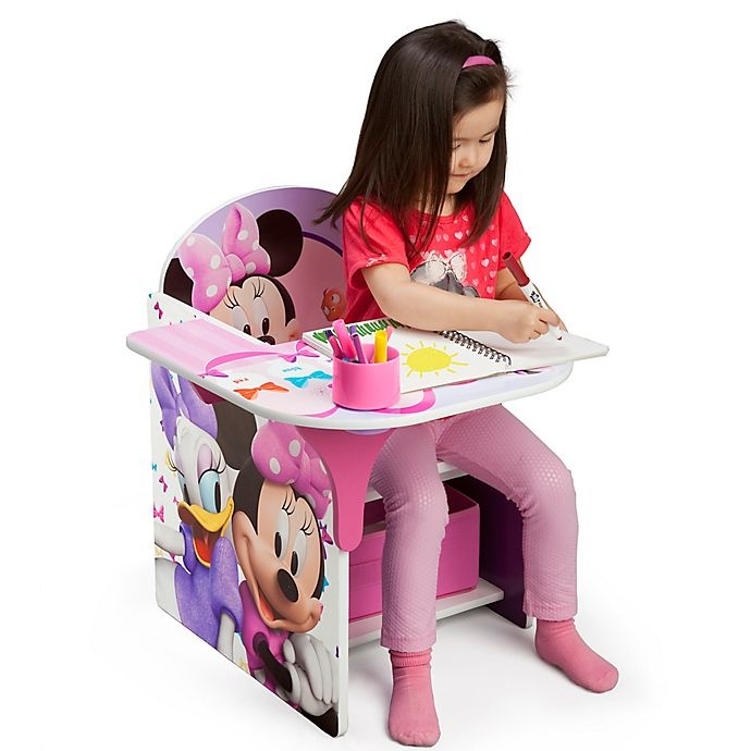 slide 3 of 4, Disney Minnie Mouse Upholstered Chair with Desk and Storage Bin, 1 ct