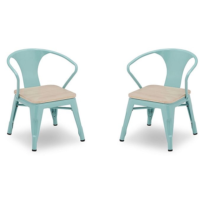 slide 1 of 5, Delta Children Bistro Kids Chairs - Driftwood/Eggshell Aqua, 2 ct