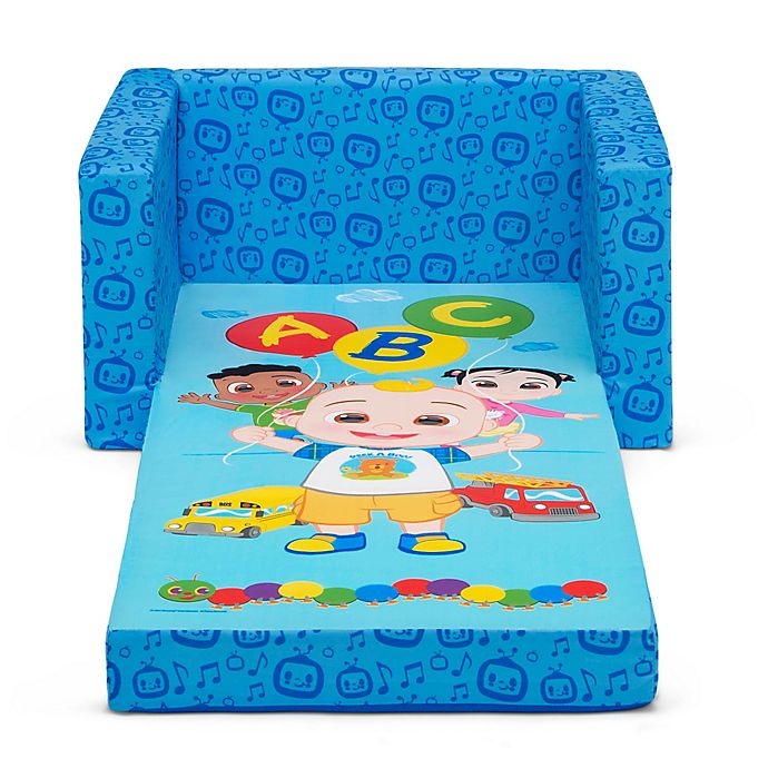 slide 2 of 12, Delta Children CoComelon Cozee Flip-Out Kids Lounge Chair - Blue, 1 ct
