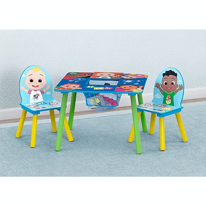 slide 2 of 9, Delta Children CoComelon Table and Chair Set with Storage - Blue, 3 ct