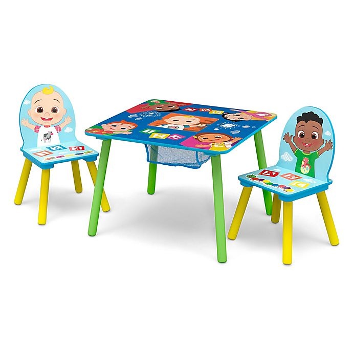 slide 3 of 9, Delta Children CoComelon Table and Chair Set with Storage - Blue, 3 ct