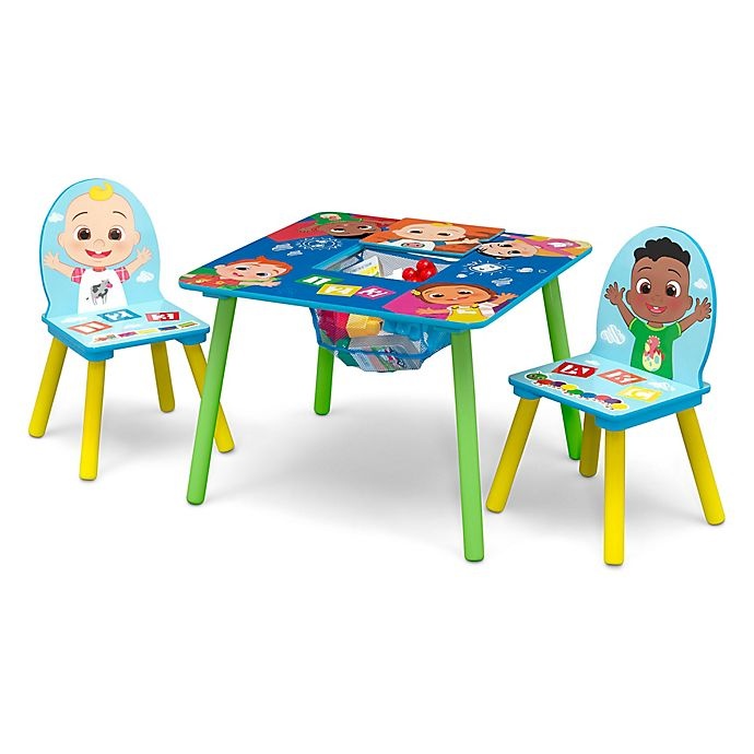 slide 5 of 9, Delta Children CoComelon Table and Chair Set with Storage - Blue, 3 ct