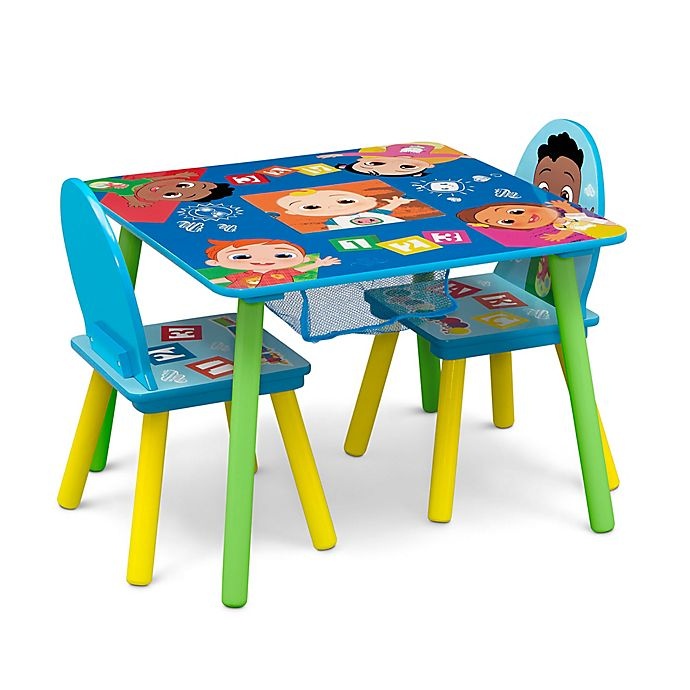 slide 6 of 9, Delta Children CoComelon Table and Chair Set with Storage - Blue, 3 ct