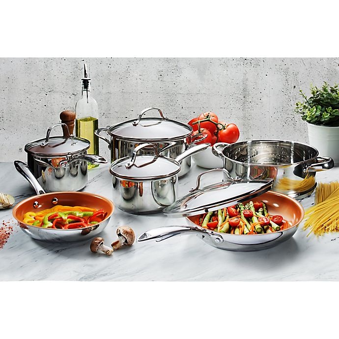 slide 2 of 3, Gotham Steel Nonstick Stainless Steel Cookware Set, 10 ct