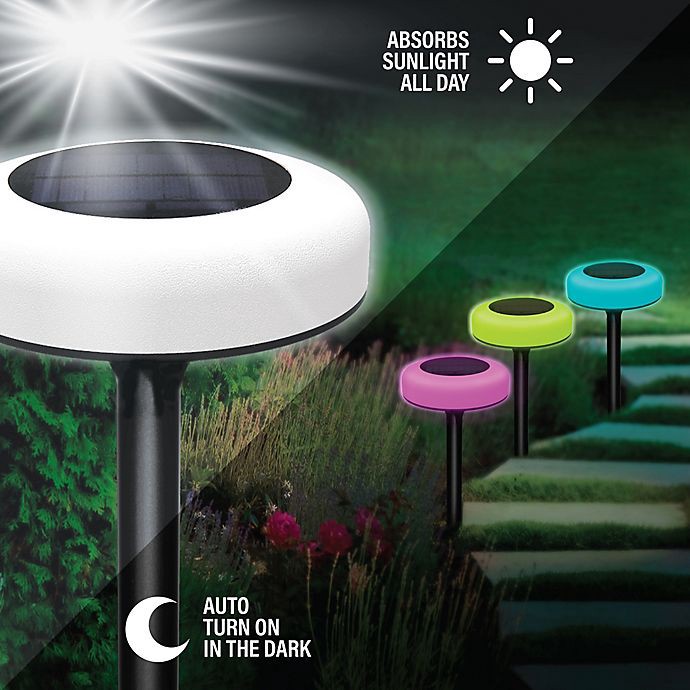 slide 2 of 6, Bell + Howell Outdoor Solar Color Changing LED Disk Lights - Black/White, 4 ct