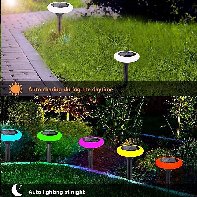 slide 6 of 6, Bell + Howell Outdoor Solar Color Changing LED Disk Lights - Black/White, 4 ct