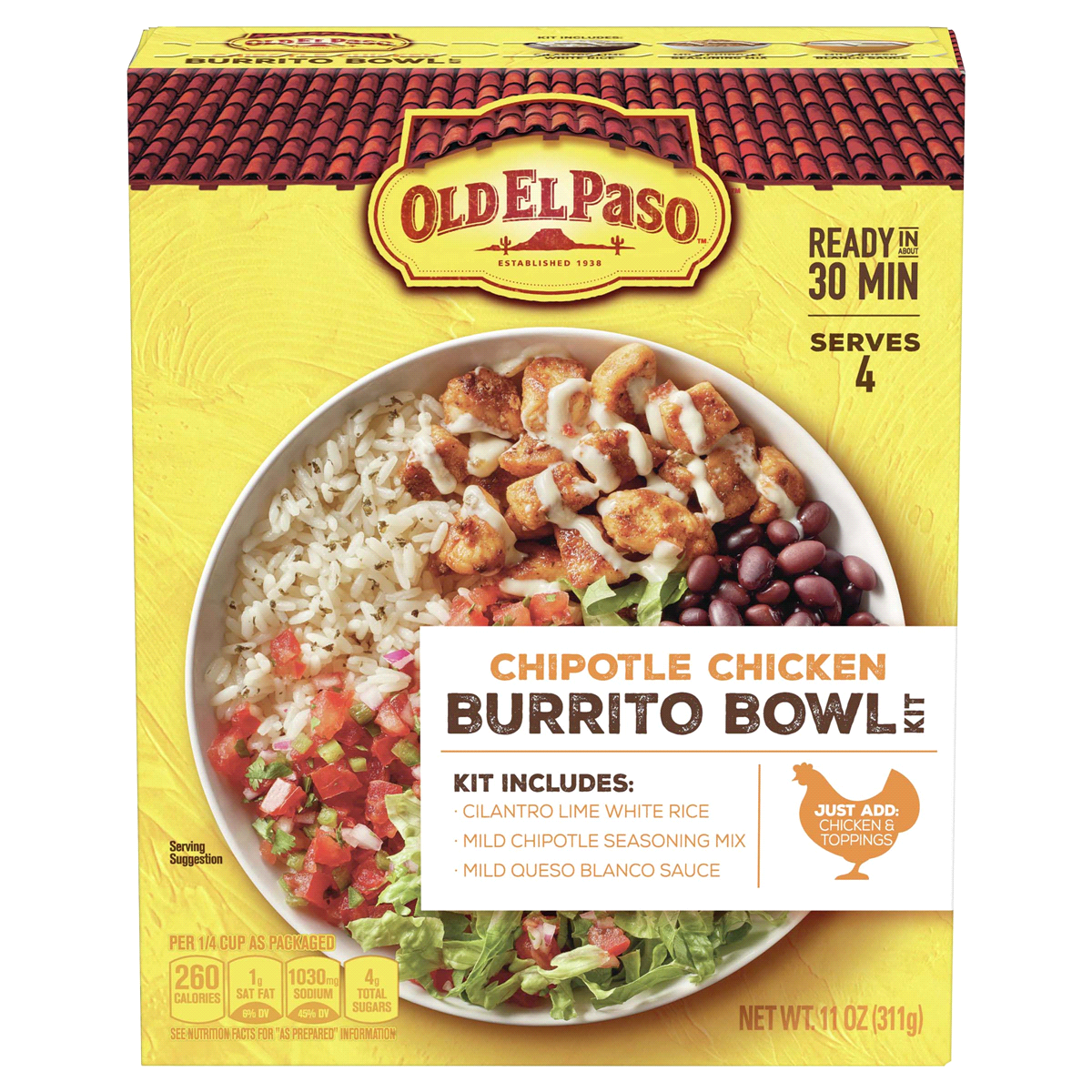 slide 1 of 1, Old El Paso Chipotle Chicken Burrito Bowl Kit 11 oz, 11 oz