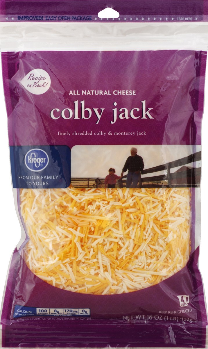 slide 3 of 6, Kroger Finely Shredded Colby Jack Cheese, 16 oz