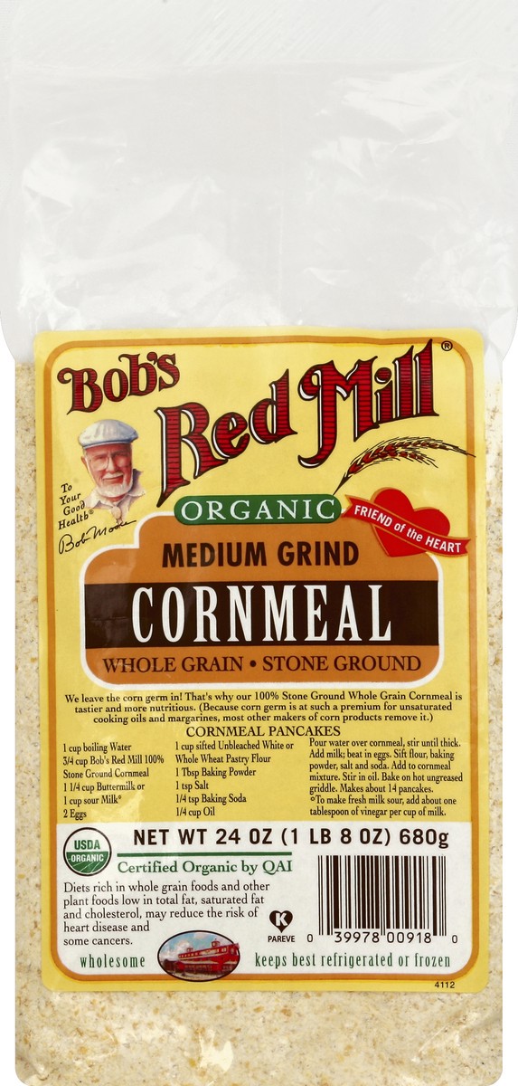 slide 5 of 5, Bob's Red Mill Organic Cornmeal Medium Grind, 24 oz