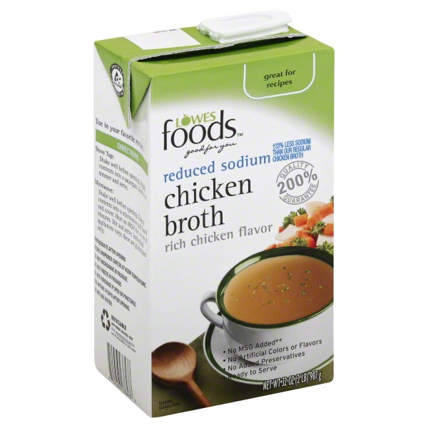 slide 1 of 1, Lowes Foods Broth Chicken Low Sodium, 32 oz