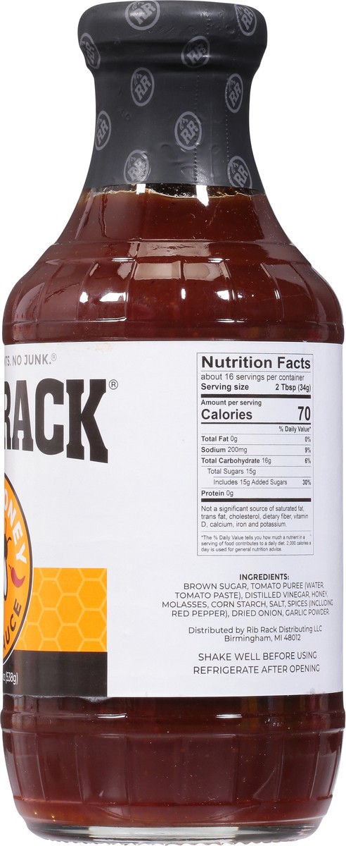 slide 8 of 14, Rib Rack Hot Honey BBQ Sauce 19 oz, 19 oz