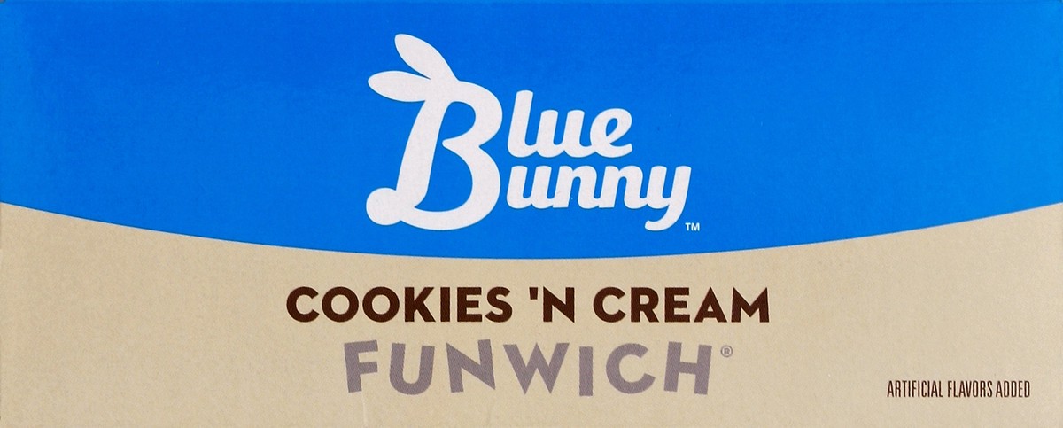 slide 2 of 4, Blue Bunny Cookies'n Cream Funwich Ice Cream, 8 ct; 2.3 fl oz
