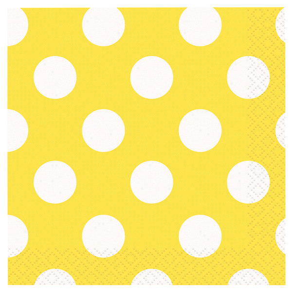 slide 1 of 1, Sunflower Yellow Polka Dot Beverage Napkins, 16 ct