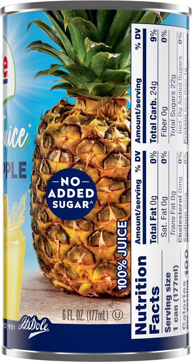 slide 8 of 9, Dole Pineapple 100% Juice 6 fl oz, 6 fl oz