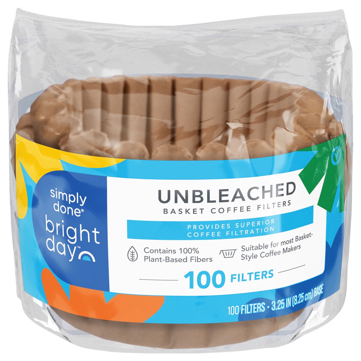 slide 10 of 11, Simply Done Bright Day Unbleached Basket Coffee Filters 100 ea, 100 ct
