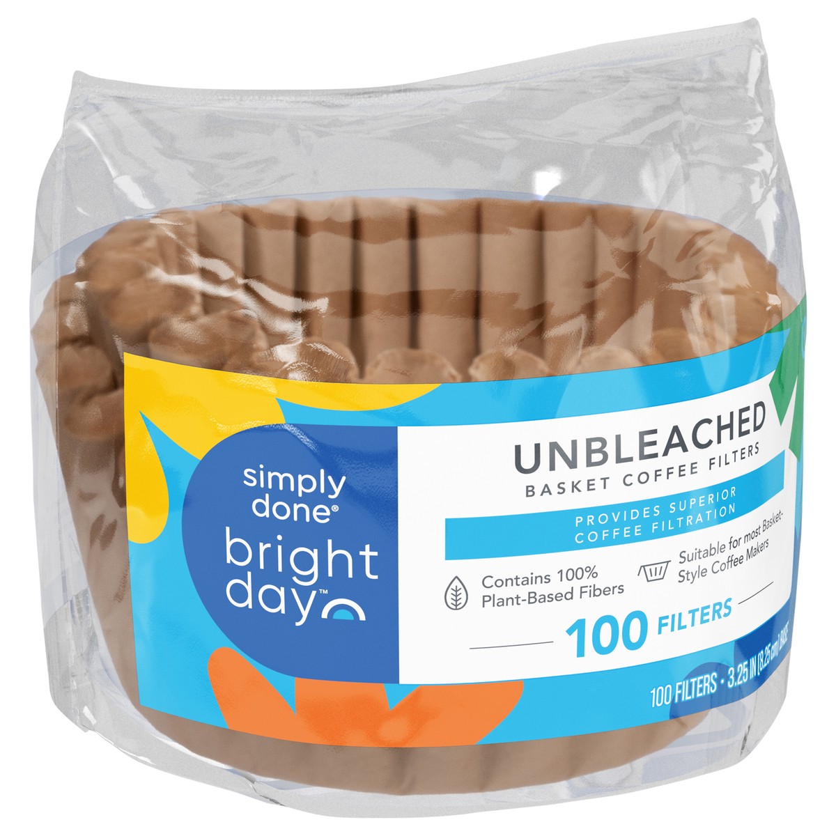 slide 5 of 11, Simply Done Bright Day Unbleached Basket Coffee Filters 100 ea, 100 ct
