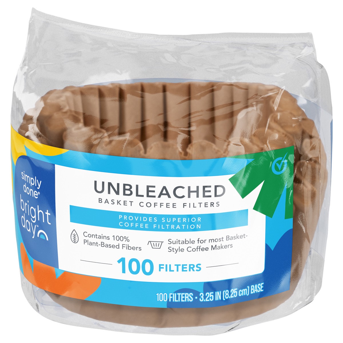 slide 2 of 11, Simply Done Bright Day Unbleached Basket Coffee Filters 100 ea, 100 ct
