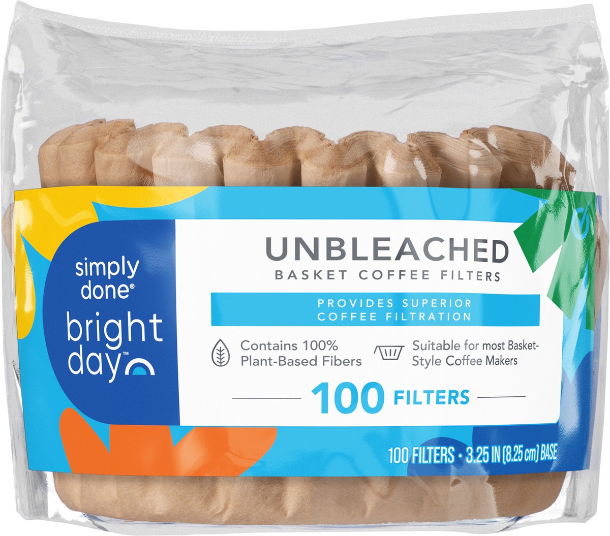 slide 8 of 11, Simply Done Bright Day Unbleached Basket Coffee Filters 100 ea, 100 ct