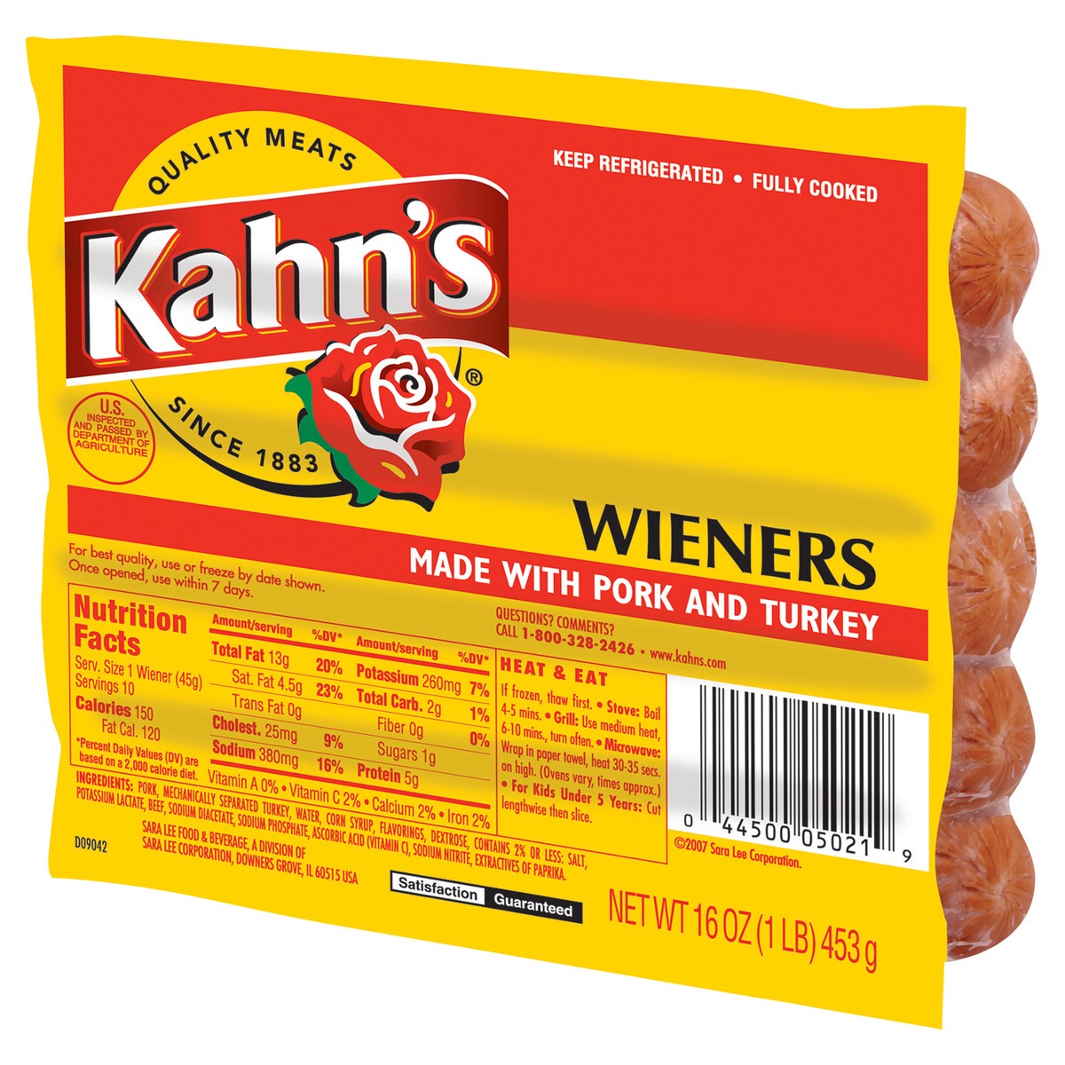 slide 2 of 3, KAHNS Kahn's Fully Cooked Wieners, 10 Count, 453.59 g
