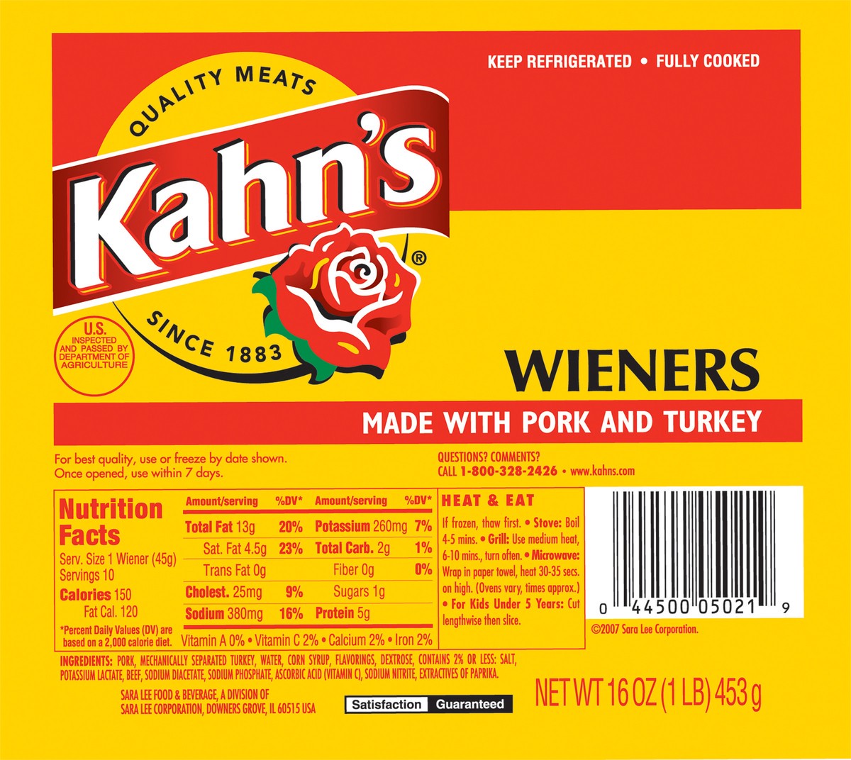 slide 3 of 3, KAHNS Kahn's Fully Cooked Wieners, 10 Count, 453.59 g
