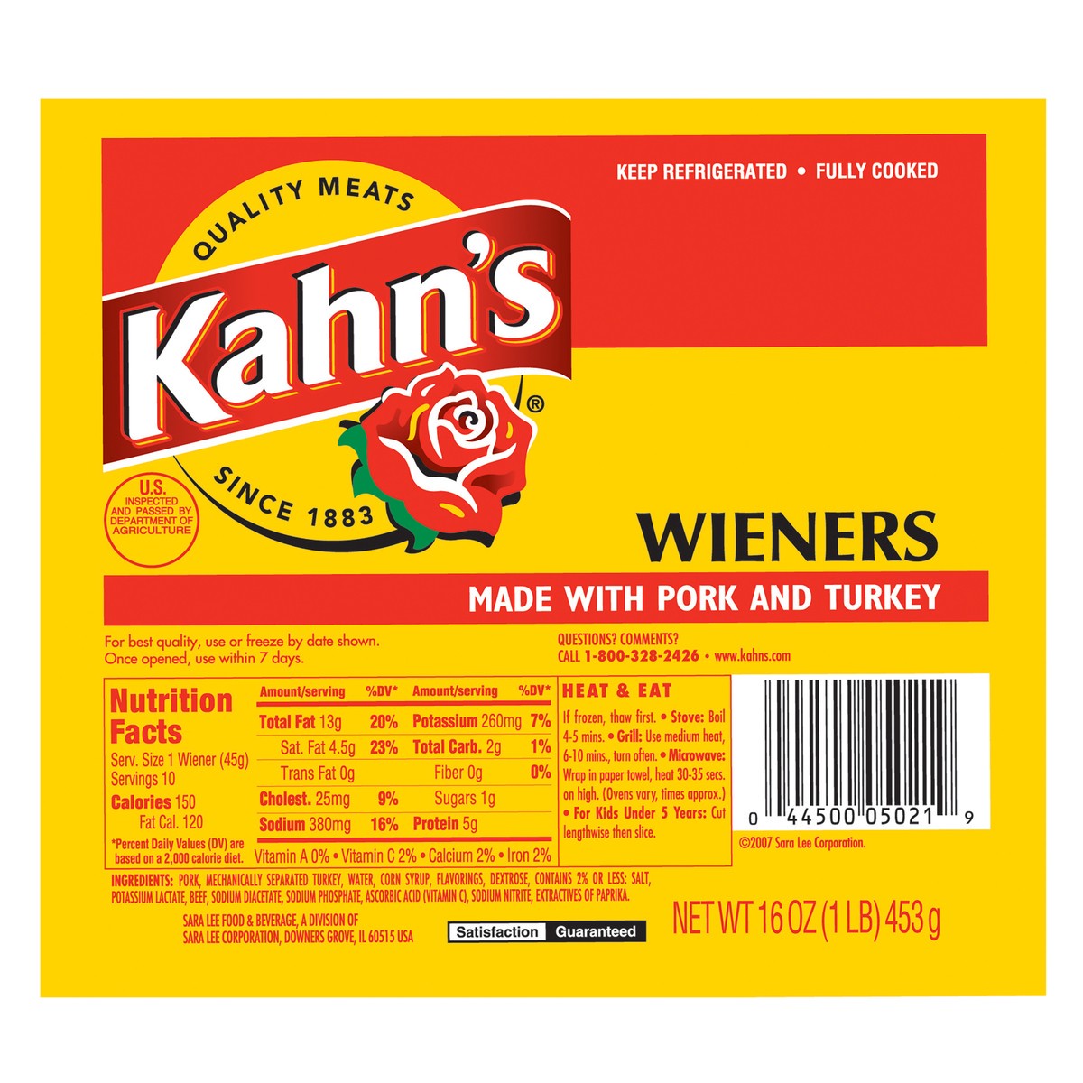 slide 1 of 3, KAHNS Kahn's Fully Cooked Wieners, 10 Count, 453.59 g