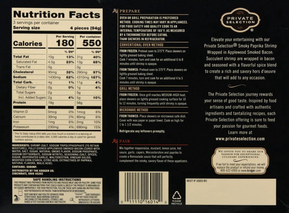 slide 4 of 4, Private Selection Applewood Smoked Bacon Wrapped Smoky Paprika Shrimp, 12 ct; 10 oz