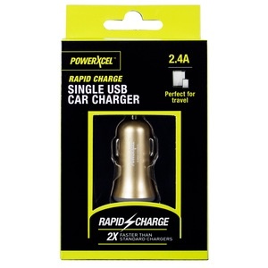 slide 1 of 1, PowerXcel Car Charger 2.4a, Gold, 1 ct