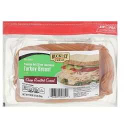 Buckley Farms Oven Roasted Cured Fully Cooked Premium Deli Sliced Lunchmeat Turkey Breast