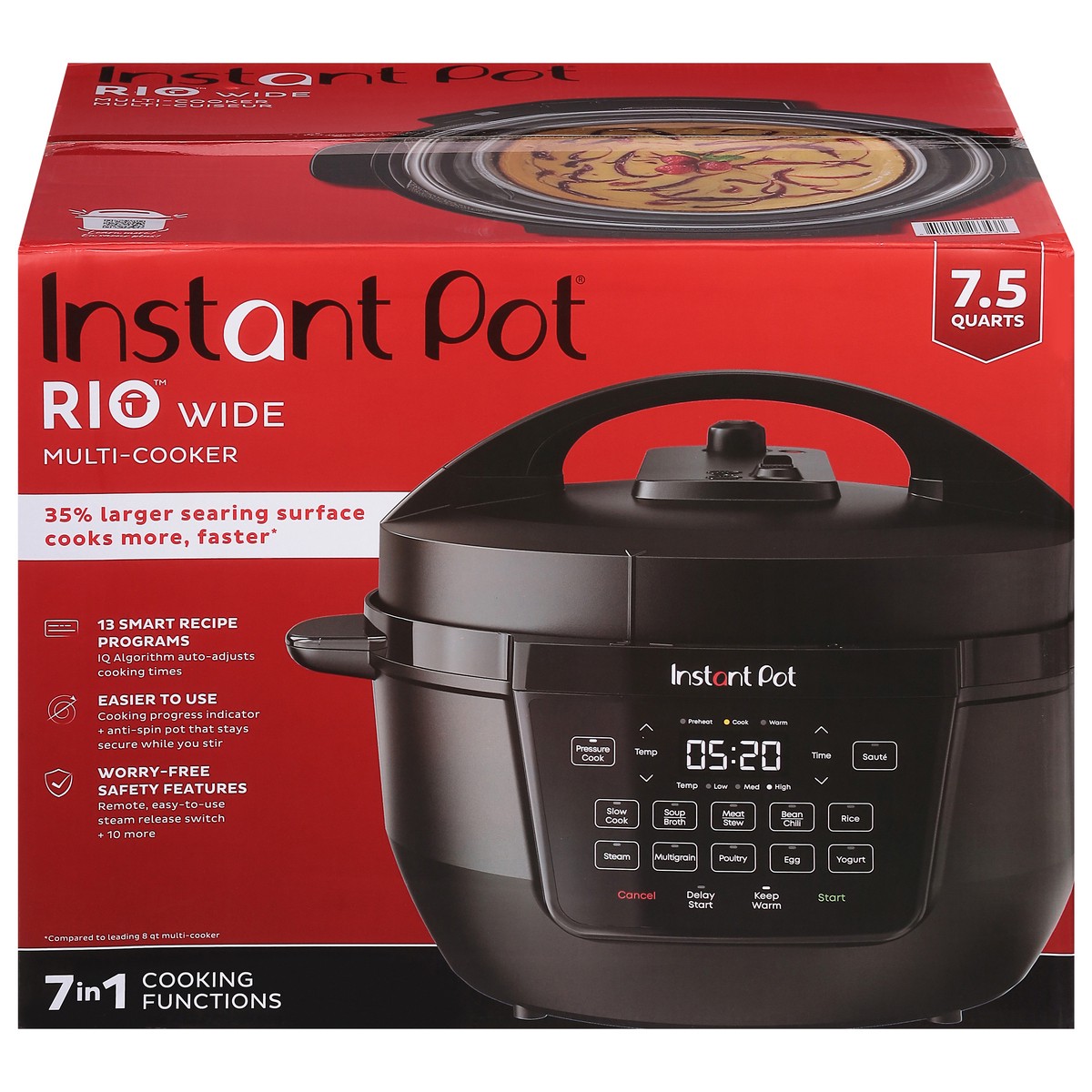 slide 1 of 10, Instant Pot Rio Wide 7.5 Quarts 7 in 1 Multi-Cooker 1 ea, 1 ct