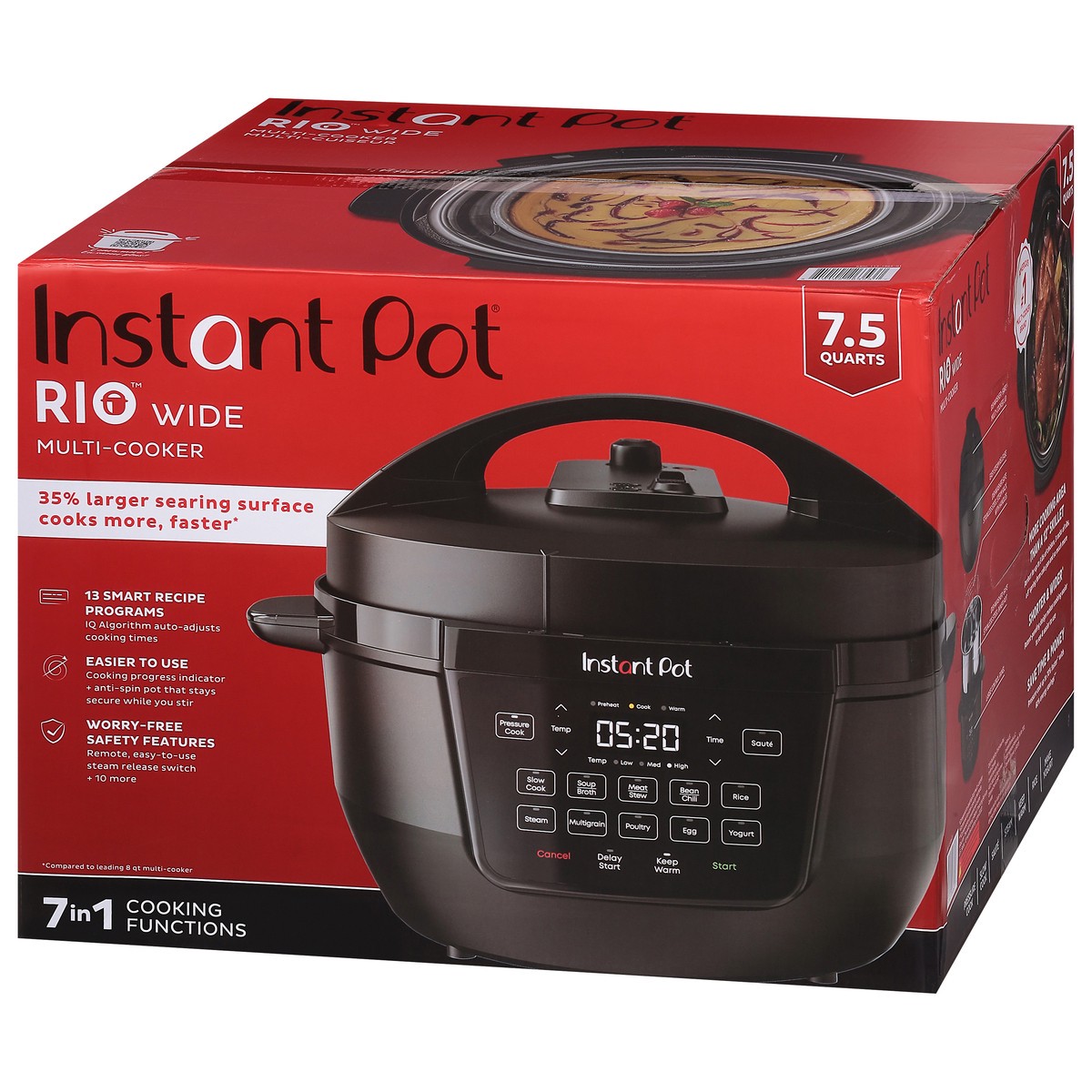 slide 4 of 10, Instant Pot Rio Wide 7.5 Quarts 7 in 1 Multi-Cooker 1 ea, 1 ct