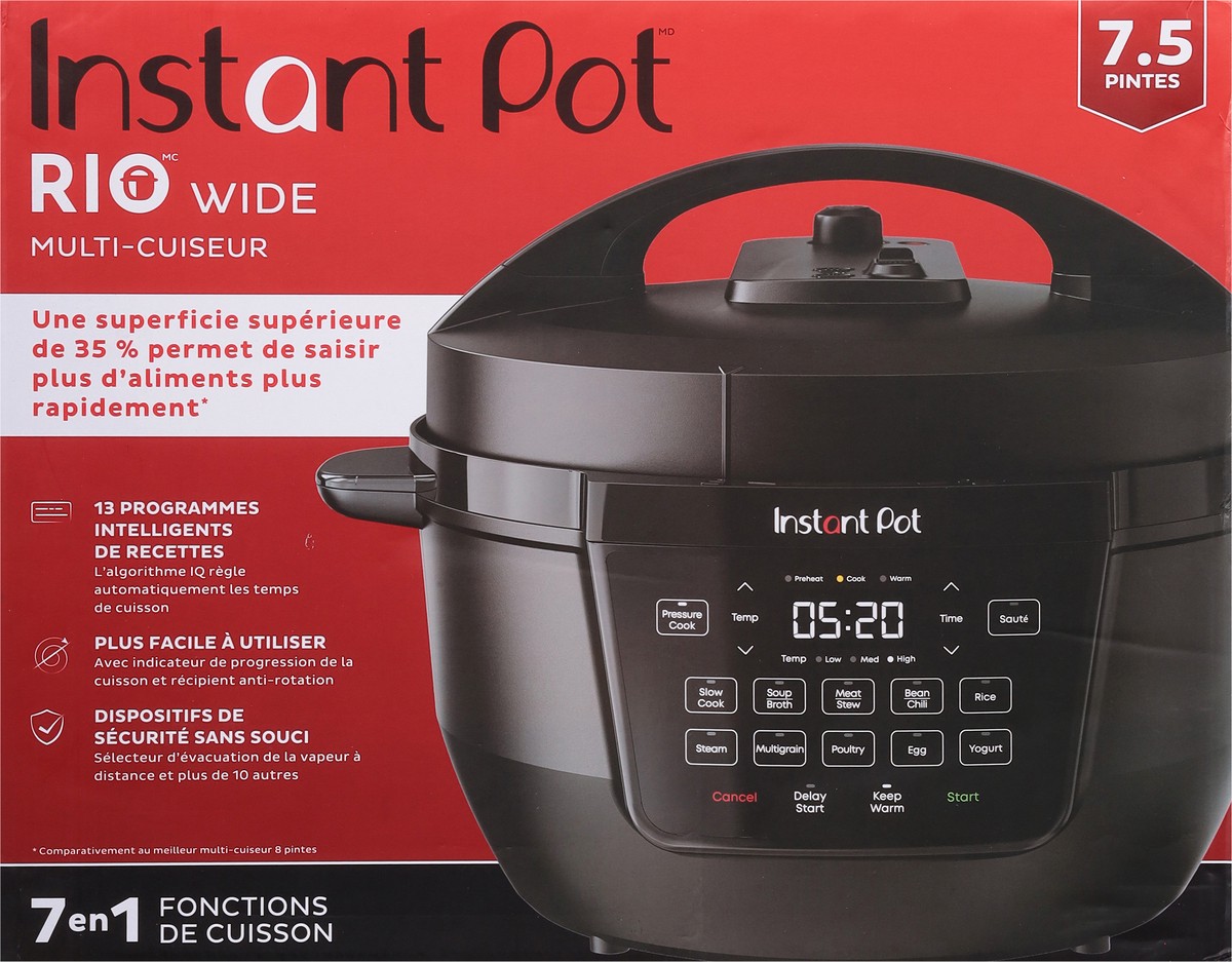 slide 6 of 10, Instant Pot Rio Wide 7.5 Quarts 7 in 1 Multi-Cooker 1 ea, 1 ct
