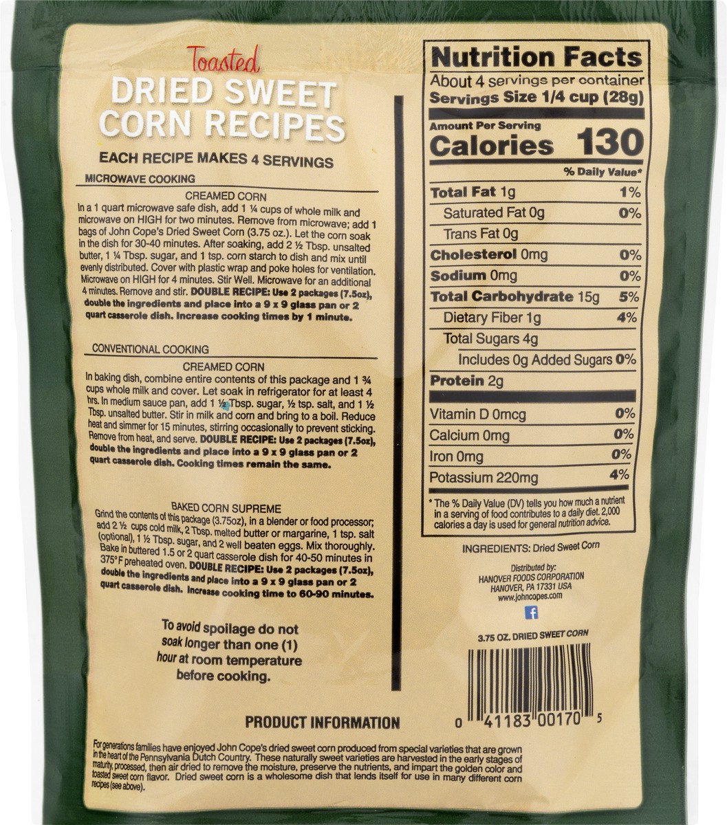 slide 4 of 12, John Cope's Toasted Dried Sweet Corn 3.75 oz, 3.75 oz