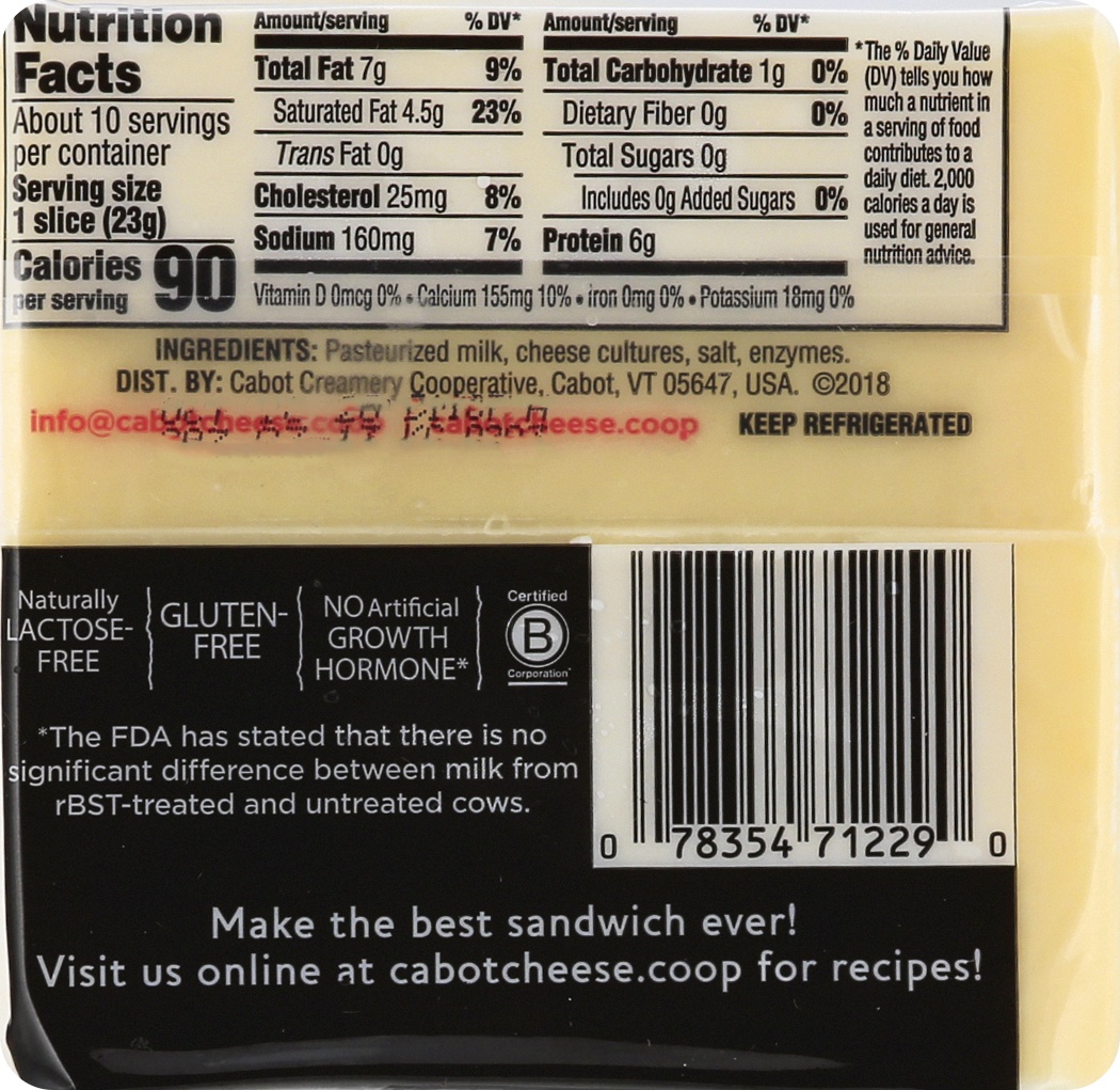 slide 2 of 2, Cabot Ny Extra Sharp Cheddar Cheese Slices, 8 oz