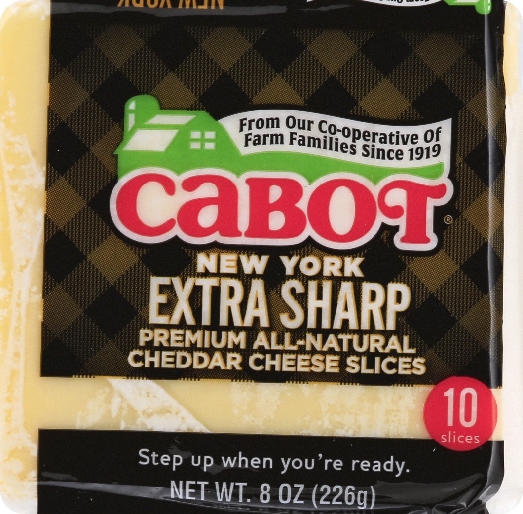 slide 1 of 2, Cabot Ny Extra Sharp Cheddar Cheese Slices, 8 oz
