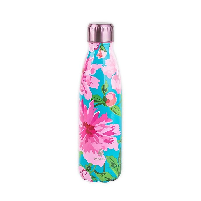 slide 1 of 1, Manna Vogue Double Wall Stainless Steel Water Bottle - Pink Floral, 17 oz