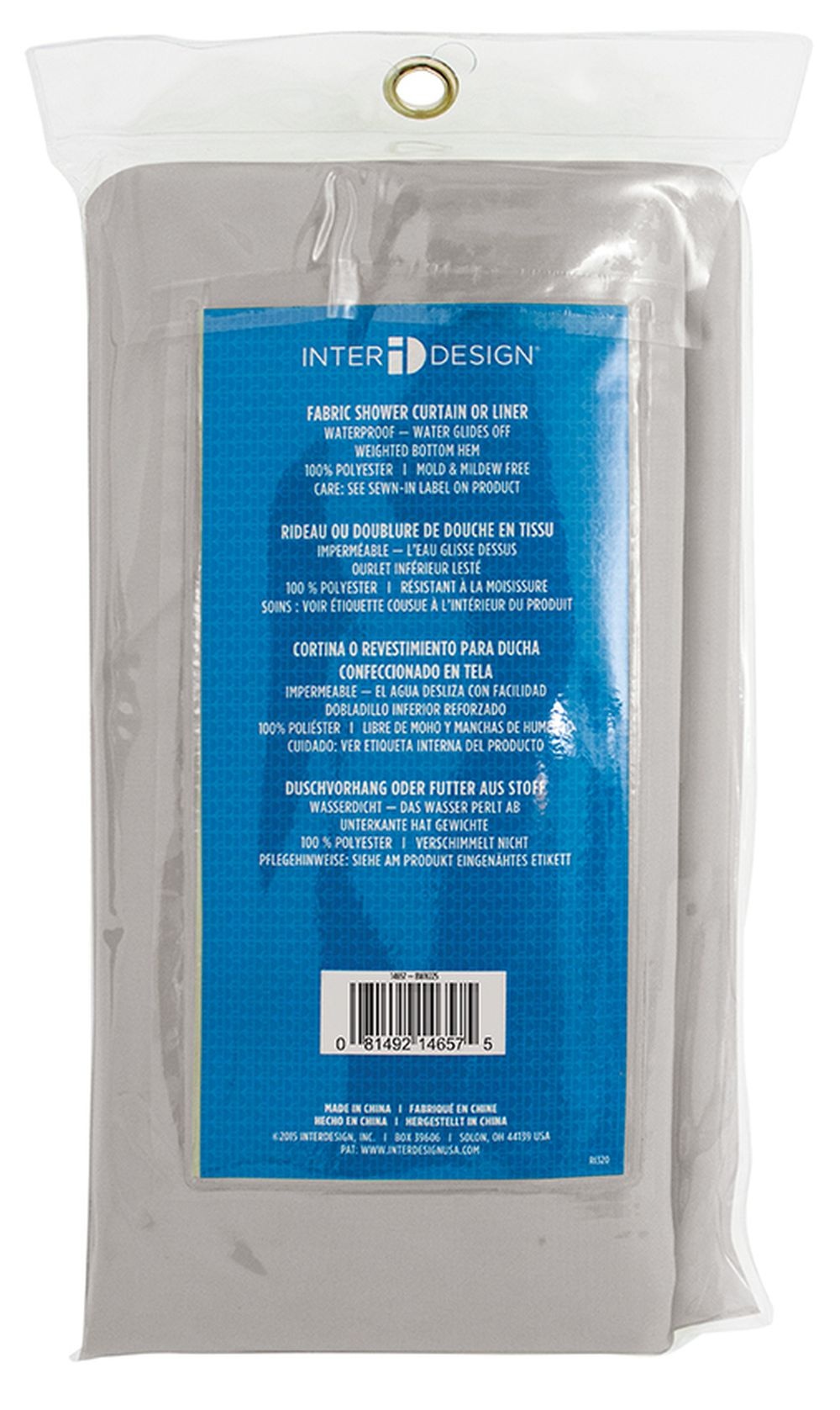 slide 2 of 2, InterDesign Water-Repellent Fabric Shower Curtain, Gray, 1 ct