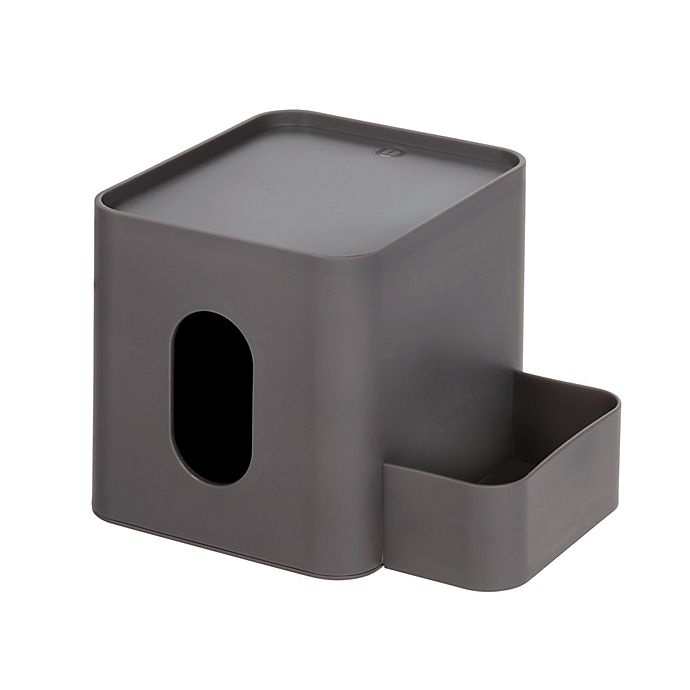 slide 1 of 6, iDesign Tissue Holder with Storage Caddy - Charcoal, 1 ct