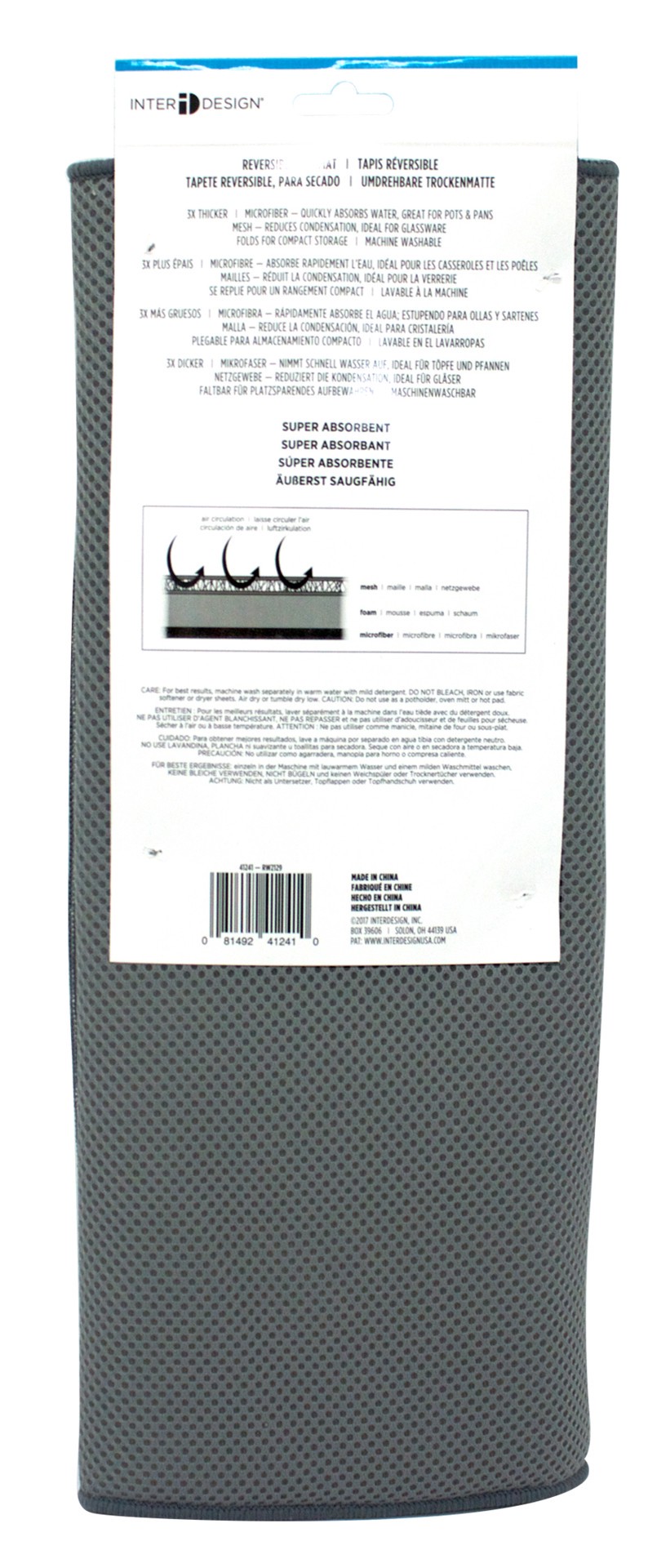 slide 2 of 2, iDesign Dry Absorbent Kitchen Countertop Dish Drying Large Mat, pewter and ivory