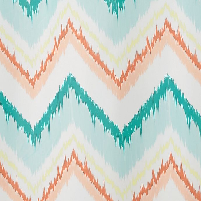 slide 3 of 3, InterDesign Ikat Chevron Shower Curtain - Coral/Teal, 1 ct