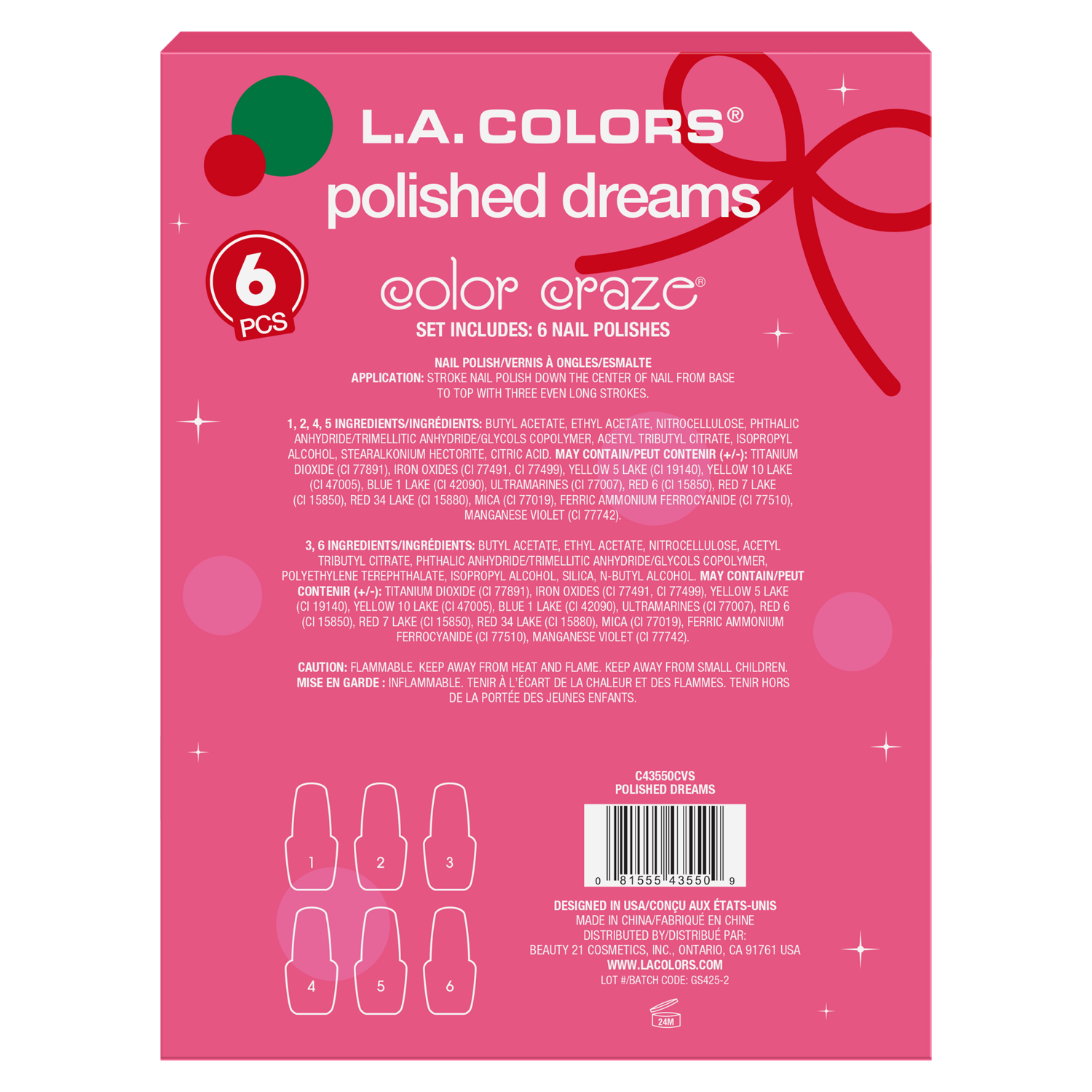 slide 2 of 2, L.a. Colors® 6 Pcs Polished Dreams Set Display, 1 ct